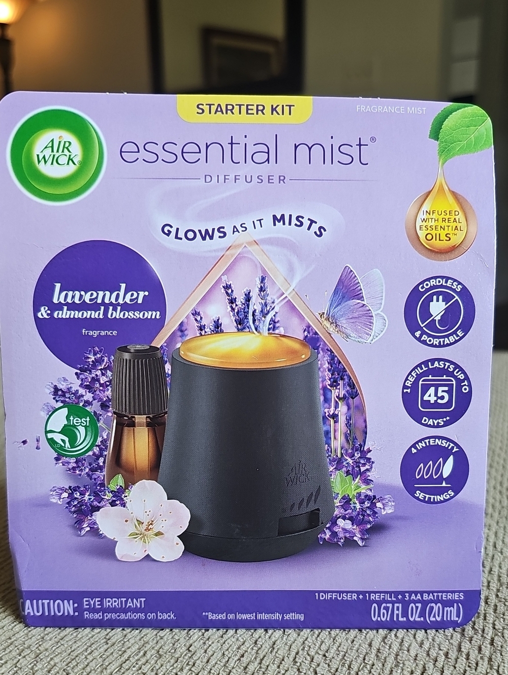 NEW Air Wick Essential Mist Diffuser Starter Kit Lavender & Almond Blossom